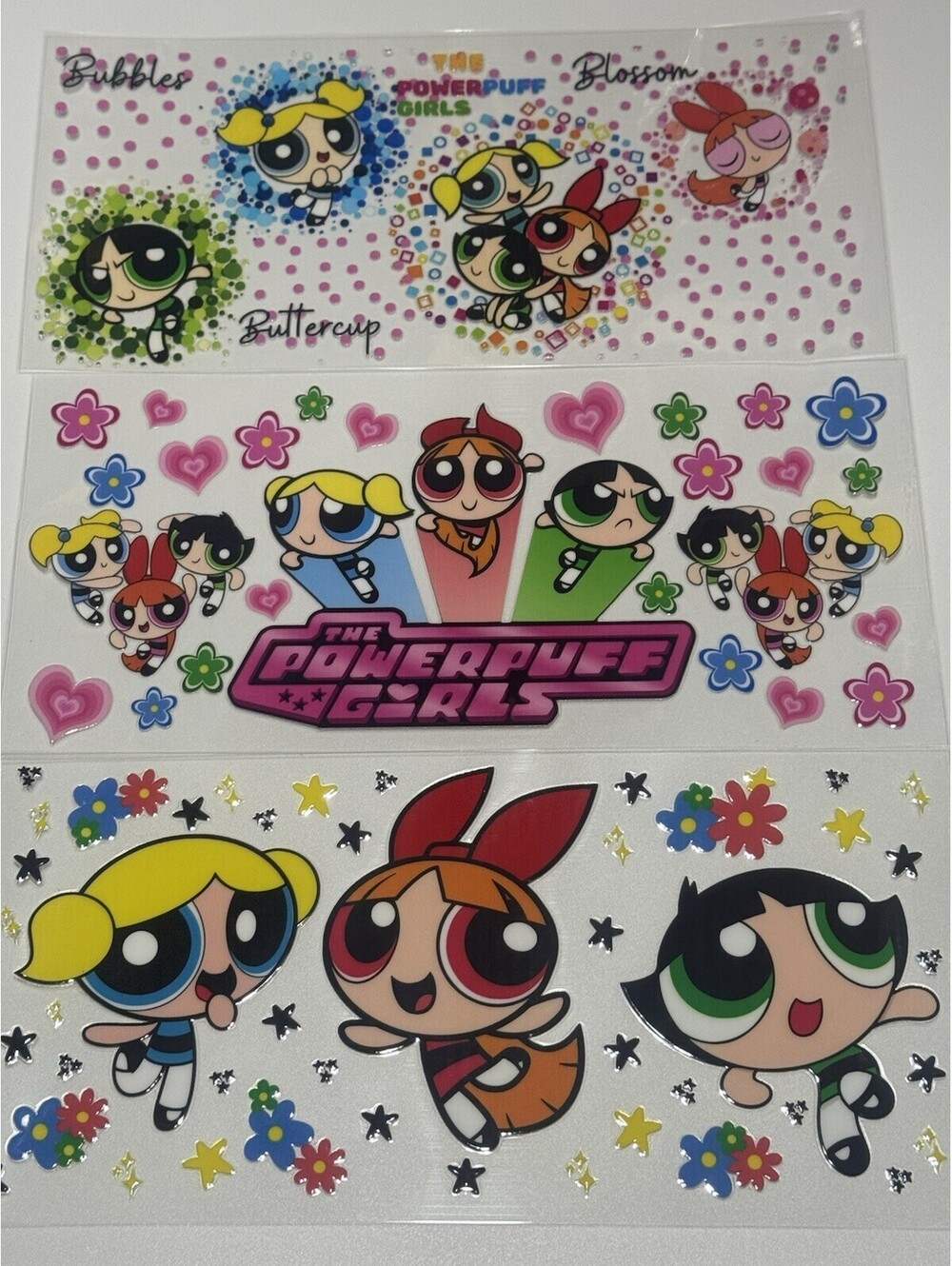 3 Cup Wraps Powerpuff Girls UV DTF Assorted Set NEW